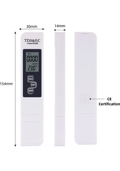 Yıeryı 3'ü 1 Arada Tds/ec/sıcaklık Ölçer Su Iletkenliği Su Kalitesi Test Cihazı Içme Suyu, Musluk Suyu, Kanalizasyon Arıtma, Nehirler, Göller (0 ~ 9999PPM) (Yurt Dışından) modelleri