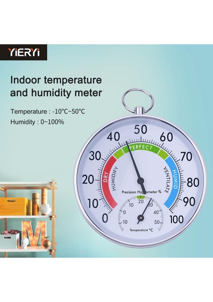 Yieryi Kapalı Açık Termohigrometre Sıcaklık Ölçer Kalitesi Büyük Yuvarlak Termohigrometre Hava Istasyonu Sıcaklık Monitörü 10 cm Renkli Tip (Yurt Dışından)