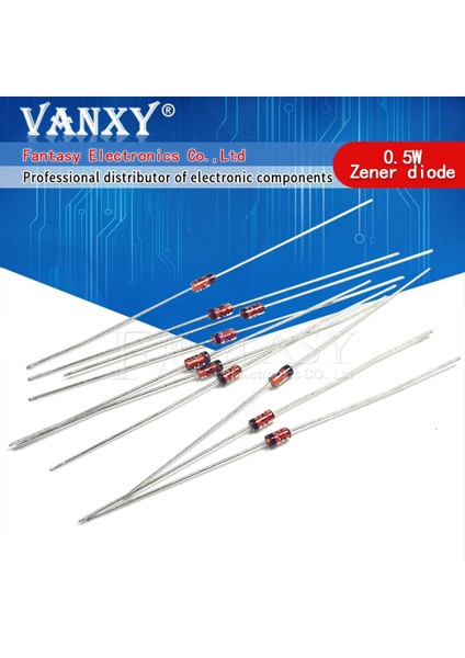 100 Adet 0.5W Zener Diyot 500MW Do-35 1/2W BZX55C 2.4V 2.7V 3V 3.3V 3.6V 3.9V 4.3V 4.7V 5.1V 5.6V 6.2V 6.8V 7.5V 8.2V 9.1V 10V (Yurt Dışından)