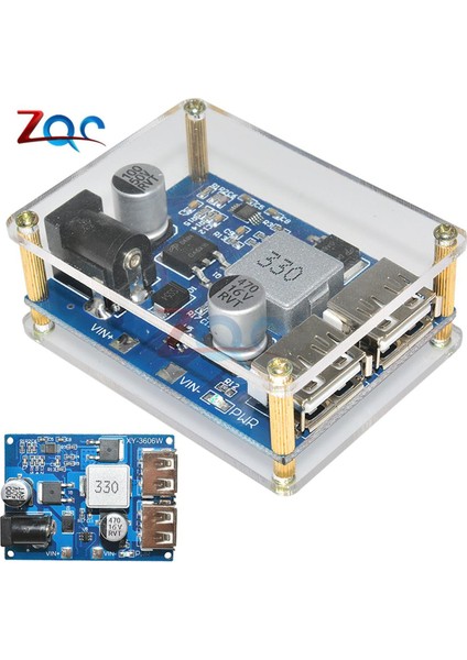 Dc-Dc Dc 9V 12V 24V 36V Ila 5V 5A Çift USB Çıkışı Buck Dönüştürücü Besleme Modülü Adım Aşağı Kurulu Akrilik Kılıf ile (Yurt Dışından)