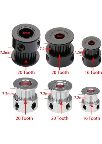 16/20 Diş Alüminyum Senkron Dişli Çark Vida Çapı 5mm 8mm Gt2 Kemer Genişliği 6mm 3D Parçası 2gt Zamanlama Kasnağı (Yurt Dışından)