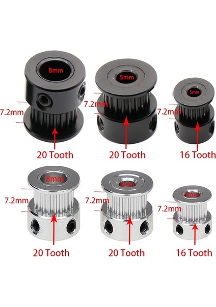 16/20 Diş Alüminyum Senkron Dişli Çark Vida Çapı 5mm 8mm Gt2 Kemer Genişliği 6mm 3D Parçası 2gt Zamanlama Kasnağı (Yurt Dışından) fiyatları