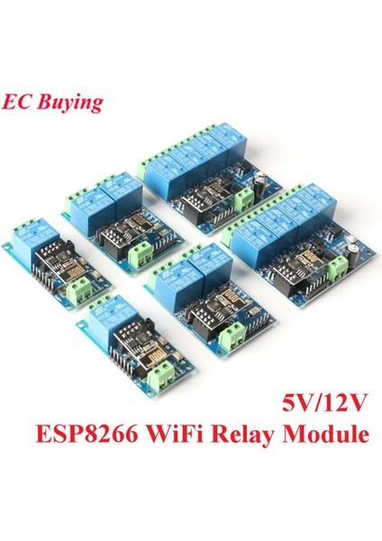 ESP8266 Esp-01 5V 12V 1 2 4 Yollu Wifi Röle Modülü Şeyler Akıllı Ev Uzaktan Kumanda Anahtarı ESP01 Wıfı Kablosuz Modülü Telefon App (Yurt Dışından)