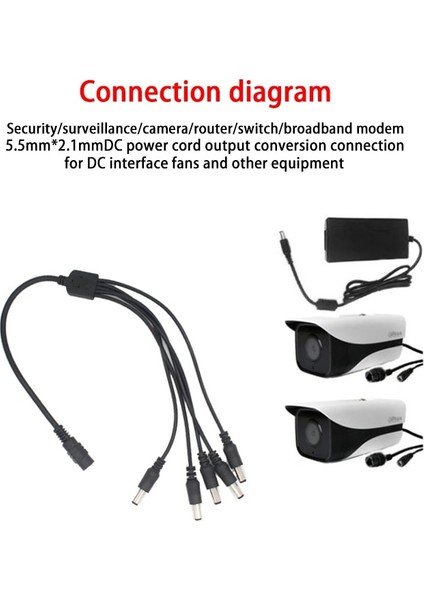 Dc Güç Splitter 12 V 1 Kadın 2 3 4 8 Erkek Kablo Konektörü 5.5mm x 2.1mm Güç Kablosu Güvenlik Kamerası LED Şerit Oyun Konsolu (Yurt Dışından) fırsatları