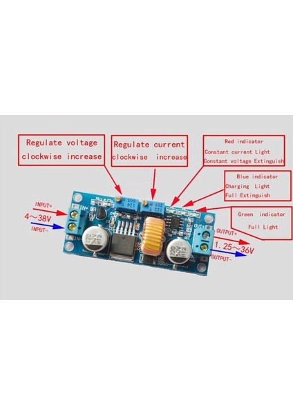 cc Cv 5A Lityum Şarj Kartı XL4015 Ayarlanabilir 6-38V Ila 1.25-36V Dc Adım Aşağı Güç Buck Modülü LED Sürücü (Yurt Dışından) fırsatları