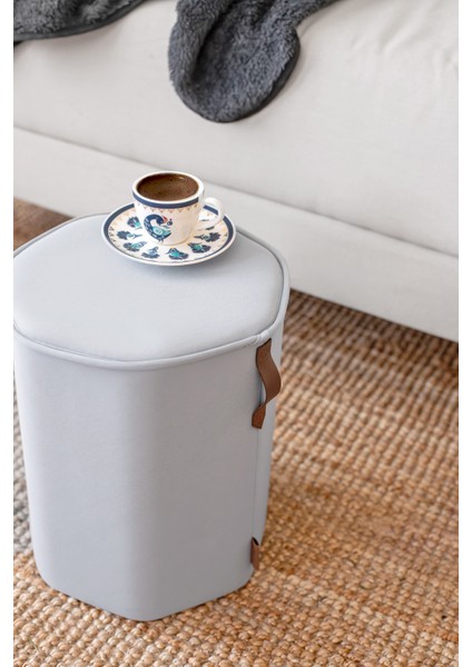 Yıkanabilir Kılıflı Puf Köşegen Silindir Ayak Pufu Orta Sehpa Koltuk Tabure Kc Meek Gri fiyatları