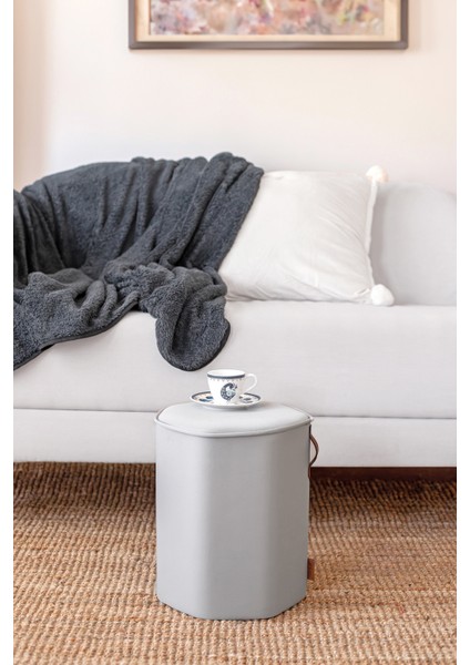 Yıkanabilir Kılıflı Puf Köşegen Silindir Ayak Pufu Orta Sehpa Koltuk Tabure Kc Meek Gri indirimleri