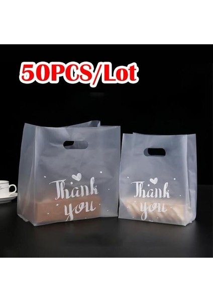 50 Adet Hediye Sarma Çanta Şeker Çerez Kek Dükkanı Pasta Ambalaj Çanta El Ev Plastik Depolama Alışveriş Çantası ile | Saklama Torbaları (Yurt Dışından)