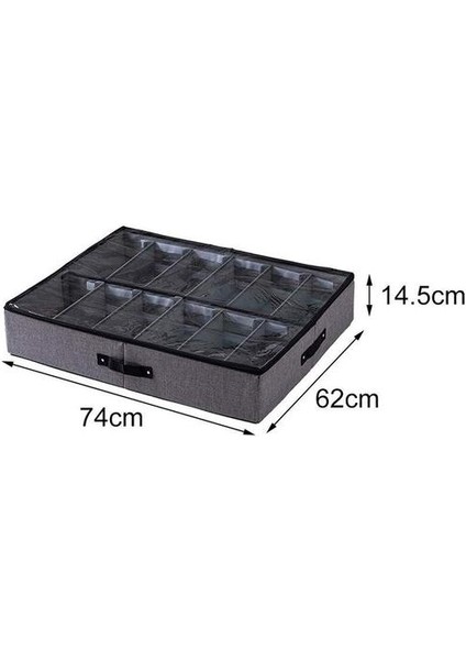 Underbed Ayakkabı Saklama Çantası Temiz Kapaklı, 12 Bölücüler Altında 12 Bölücüler Düzenli Organizatör, Katlanabilir Kumaş Tutucu Dolap Organizatör St | Katlanabilir Saklama Torbaları (Yurt Dışından)