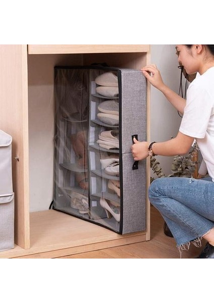 Underbed Ayakkabı Saklama Çantası Temiz Kapaklı, 12 Bölücüler Altında 12 Bölücüler Düzenli Organizatör, Katlanabilir Kumaş Tutucu Dolap Organizatör St | Katlanabilir Saklama Torbaları (Yurt Dışından)