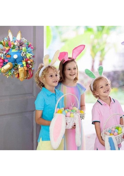 Paskalya Tavşan Çelenk Dekor Ön Kapı Için, Paskalya Hırsızı Bunny Bunny Kulakları, Tavşan Çelenk Duvar Dekor Paskalya Dekorasyon | Çelenkler ve Amp;çelenk (Yurt Dışından) modelleri