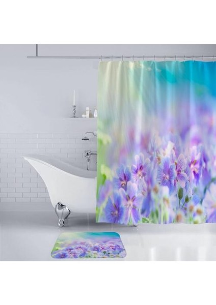 Taze Çiçek 3D Duş Perdesi Halı Dört Parça Banyo Anti Kayma Mat Seti Tuvalet Aksesuarları Panel Kapı Mat Polyester | Banyo Aksesuarları Setleri (Yurt Dışından) fırsatları