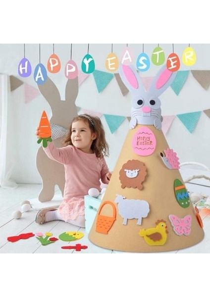 Çocuklar Paskalya Bunny Dekorasyon Dıy Keçe Bunny Aksesuarları ile Set 3D Tavşan Ağacı Paskalya Hediye Çocuklar Için Ev Kapı Duvar | Doldurulmuş & Amp;peluş Hayvanlar (Yurt Dışından) fiyatları