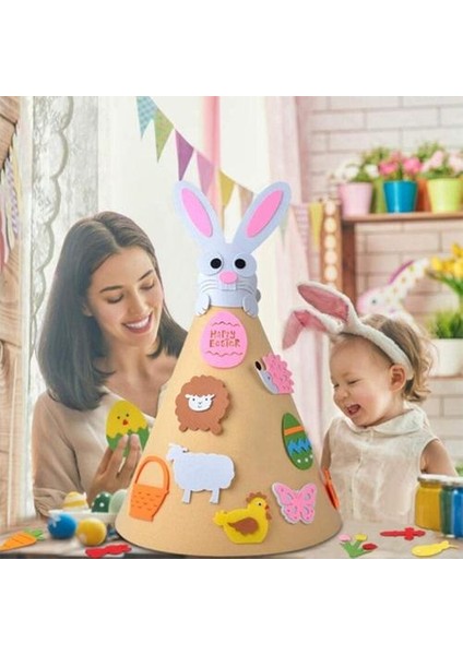 Çocuklar Paskalya Bunny Dekorasyon Dıy Keçe Bunny Aksesuarları ile Set 3D Tavşan Ağacı Paskalya Hediye Çocuklar Için Ev Kapı Duvar | Doldurulmuş & Amp;peluş Hayvanlar (Yurt Dışından) fırsatları