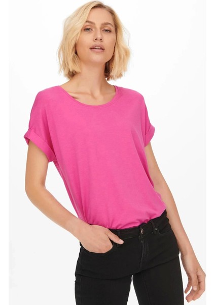 15106662 Genis Yaka Kol Katlamali Kadın Body - Fusya