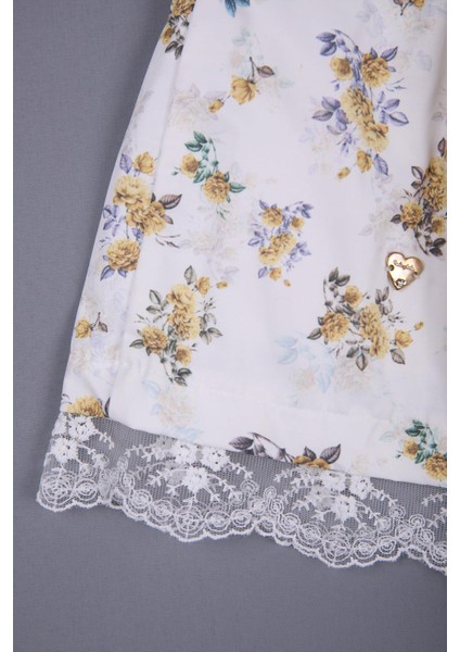 Çiçekli Dantel Detaylı Kız Bebek Bayramlık 5'li Set 11726 modelleri