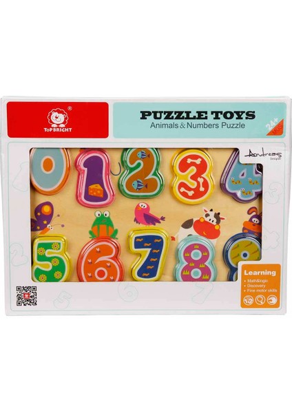 Ahşap 10 Parça Bultak Puzzle: Hayvanlar ve Sayılar