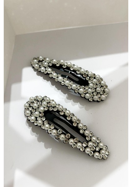 Kristal Taşlı ve Incili Siyah Çıt Çıt Toka 2'li Paket fiyatları