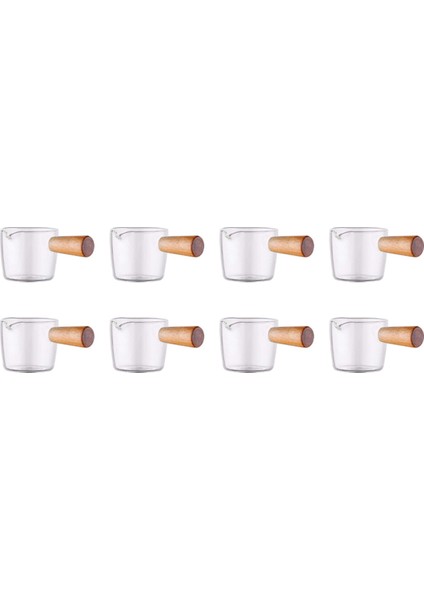 8 Adet Ahşap Saplı Şeffaf Cam Krema, Mini Kahve Süt Kreması Sürahisi. 100ML (Yurt Dışından)