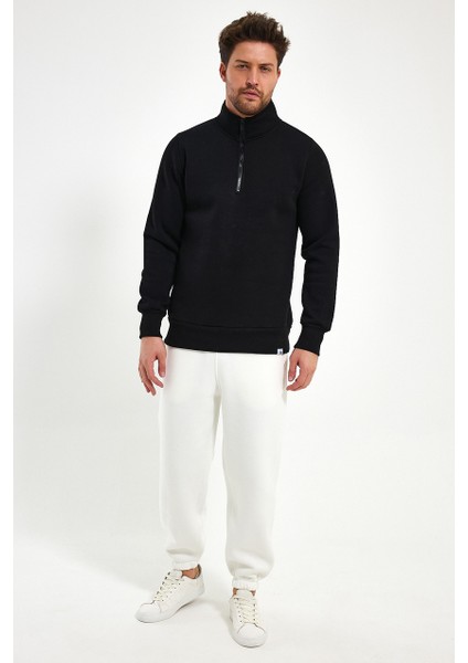 Yüksek Yaka Yarım Fermuarlı Basic Sweatshirt indirimleri