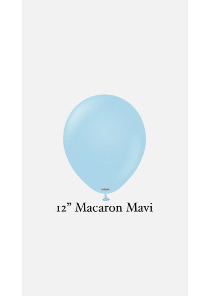 Macaron Mavi Renkli 10'lu Balon Seti, Mavi Renk 10'lu Balon