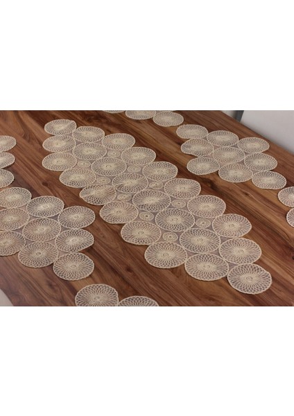 Amerikan Servis Supla ve Runner Set 6 Kişilik Nakışlı 7 Parça Çeyizlik Takımı