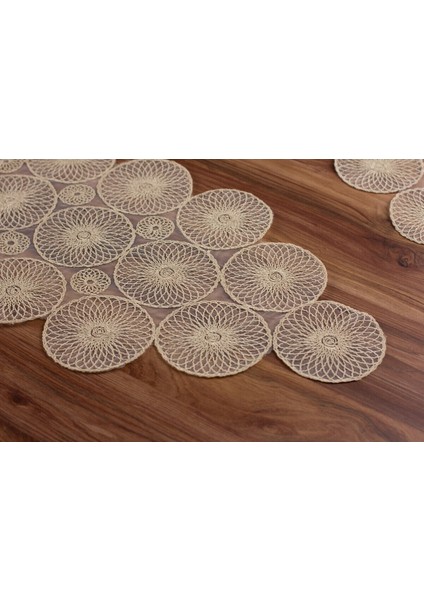 Amerikan Servis Supla ve Runner Set 6 Kişilik Nakışlı 7 Parça Çeyizlik Takımı