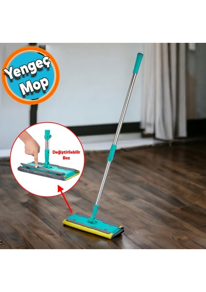 Zemin Yüzey Yer Temizleme Emici 360 Derece Dönen Saplı Değiştirilebilir Mikrofiber Uzayabilen Yengeç Mop