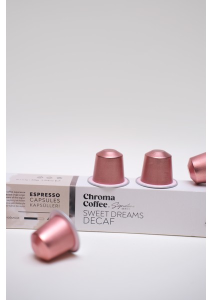 Chroma Coffee Sweet Dreams Decaf (Kafeinsiz) 10 Adet Nespresso Uyumlu Kapsül Kahve %100 Arabica Peru