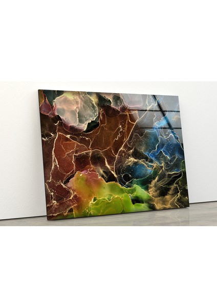 Kahverengi Soyut Temperli Cam Duvar Tablosu fiyatları