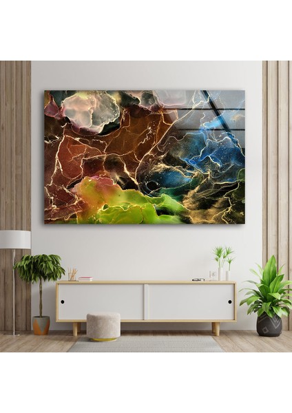 Kahverengi Soyut Temperli Cam Duvar Tablosu modelleri