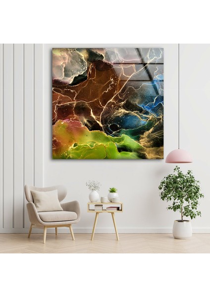 Kahverengi Soyut Temperli Cam Duvar Tablosu indirimleri