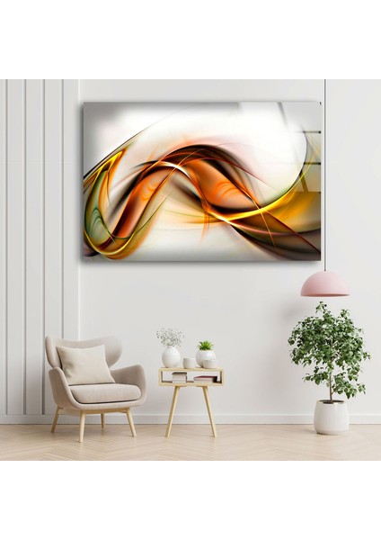 Turuncu Beyaz Soyut Cam Duvar Tablosu modelleri