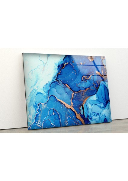 Mavi Mermer Desenli Temperli Cam Duvar Tablosu fiyatları