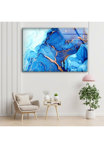 Mavi Mermer Desenli Temperli Cam Duvar Tablosu fırsatları
