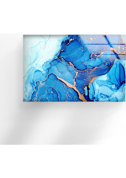 Mavi Mermer Desenli Temperli Cam Duvar Tablosu indirimleri