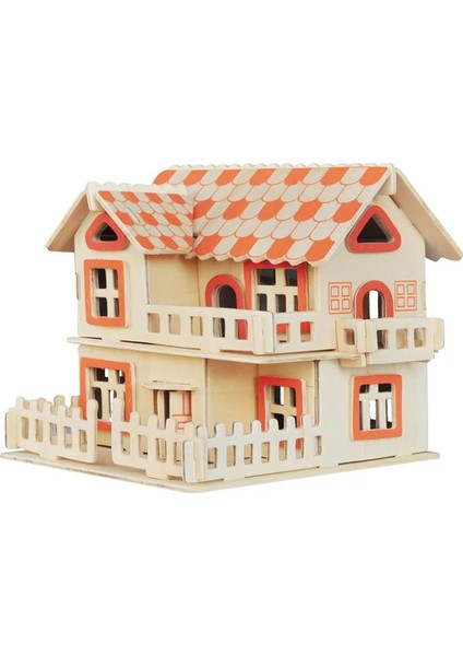 3 Boyutlu Ahşap Mekanik Avrupa Villaları 3D Bulmaca Puzzle Yapboz 17 cm - FC334