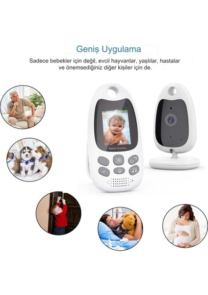 2.0 Inç Ekranlı Bebek Monitörü, 2 Yönlü Konuşma LCD Ekran Video Bebek Monitörü, 8 Dahili Ninni, Sıcaklık Izleme, Kızılötesi Gece Görüşlü
