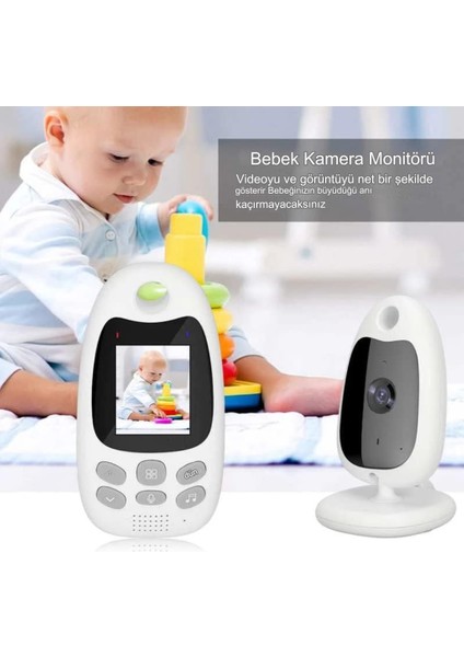 2.0 Inç Ekranlı Bebek Monitörü, 2 Yönlü Konuşma LCD Ekran Video Bebek Monitörü, 8 Dahili Ninni, Sıcaklık Izleme, Kızılötesi Gece Görüşlü