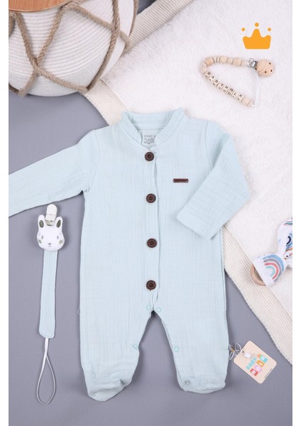 Müslin Unisex Bebek Tulum Emzik Askılı Tulum 1094