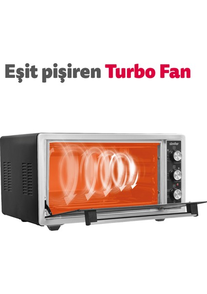 4503 Inox Turbo Midi/mini Fırın, 1400W, 45 Litre