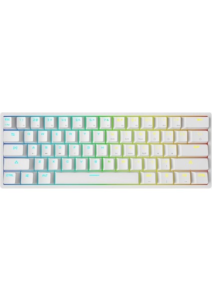 Leaven K620 Blue Switch Mekanik Gaming Oyun Klavyesi Rgb 61 Key Mavi Tuş Type-C Klavye Beyaz