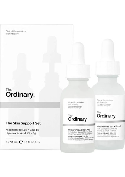 The Ordinary The Skin Support Set - Niacinamide 10% + Zinc 1% 30 ml & Hyaluronic Acid 2% +B5 30 ml