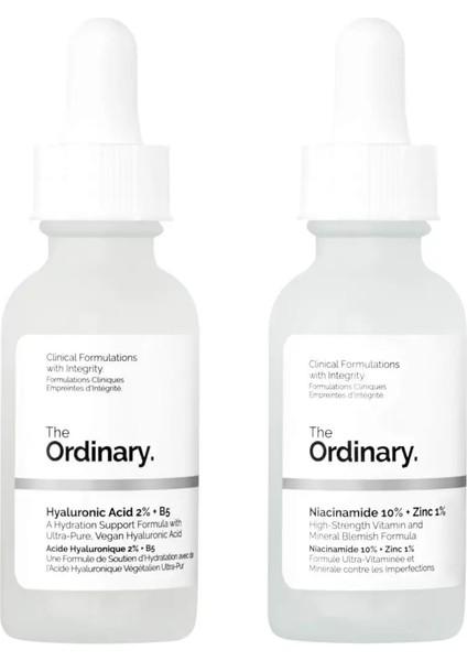 The Ordinary The Skin Support Set - Niacinamide 10% + Zinc 1% 30 ml & Hyaluronic Acid 2% +B5 30 ml