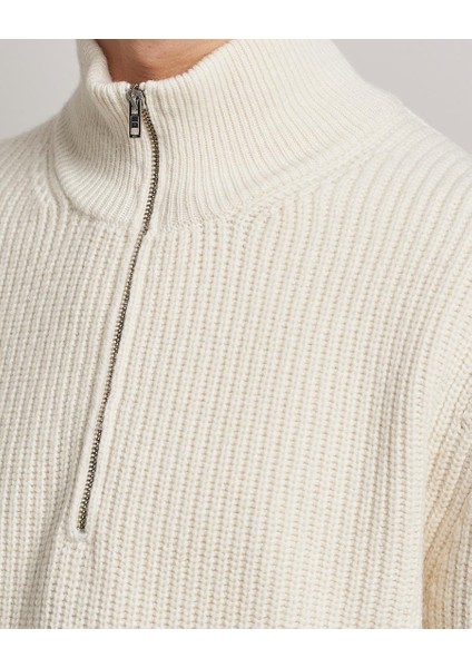 Beyaz Erkek Oversize Fermuarlı Balıkçı Triko Kazak fiyatları