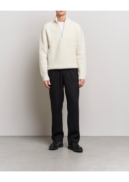 Beyaz Erkek Oversize Fermuarlı Balıkçı Triko Kazak modelleri