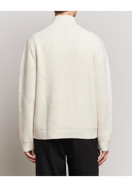 Beyaz Erkek Oversize Fermuarlı Balıkçı Triko Kazak fırsatları