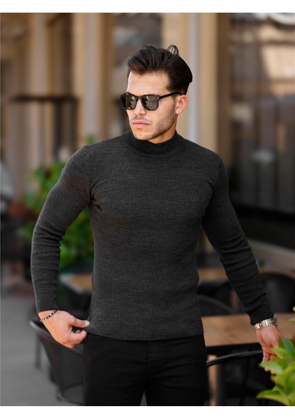 Füme Erkek Slim Fit Yarım Balıkçı Fitilli Triko KAZAK-TRZ19158R02S fiyatları