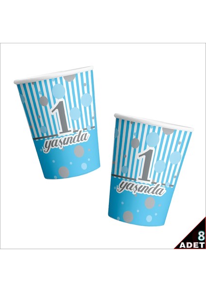 1 Yaşında Karton Bardak, 8 Adet - Mavi fiyatları