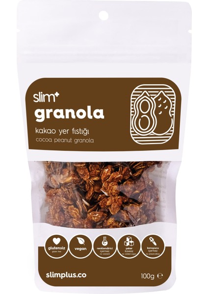 2 Paket Kakao Yer Fıstığı Glutensiz İlave Şekersiz Vegan Granola 100gr